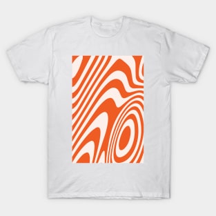 Deep Orange Zebra Grooves Abstract Pattern T-Shirt